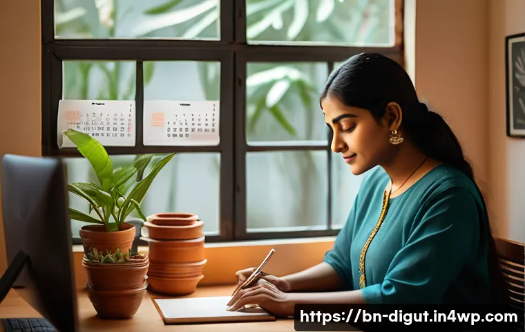 디지털 프리 존에서의 원격 근무 환경 - A professional Bengali woman working remotely from a cozy, well-lit home office decorated with tradi...