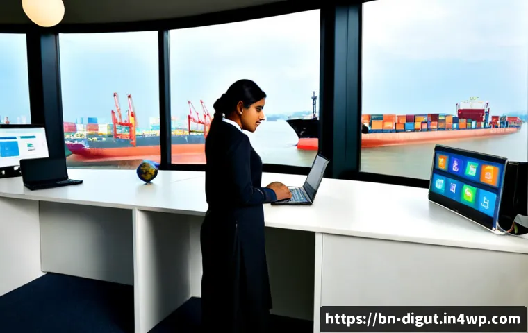 Home 17 디지털 프리 존을 활용한 해외 진출 전략 - Photorealistic Bangladeshi businesswoman in modest professional attire working at a clean modern des...